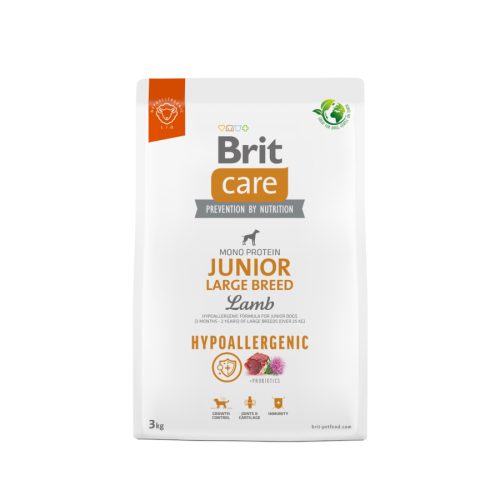 Brit Care Junior Large Breed lamb&rice 3kg- hipoallergén kutyatáp, nagytestű kölyökkutyáknak