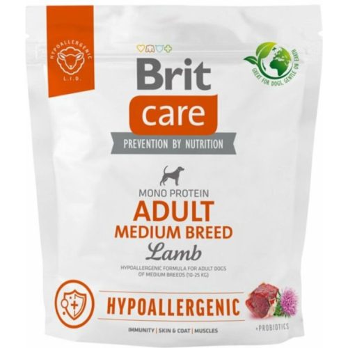 Brit Care Adult Medium Breed lamb&rice 1kg - hipoallergén kutyatáp, közepes testű (10-25kg), felnőtt kutyák részére