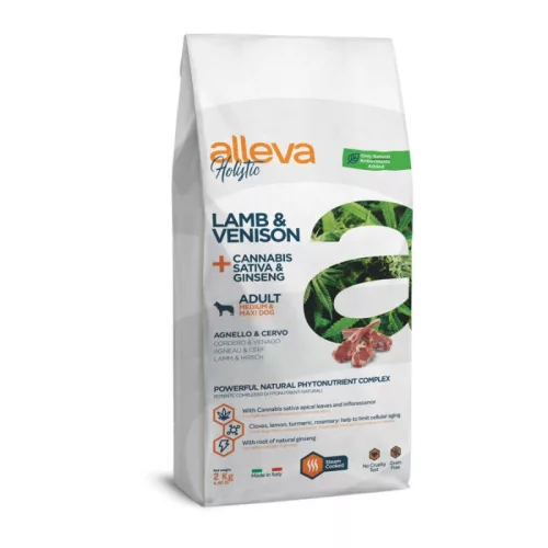 Alleva Holistic Adult Medium/maxi bárány, vadhús, kender & ginzeng 12kg