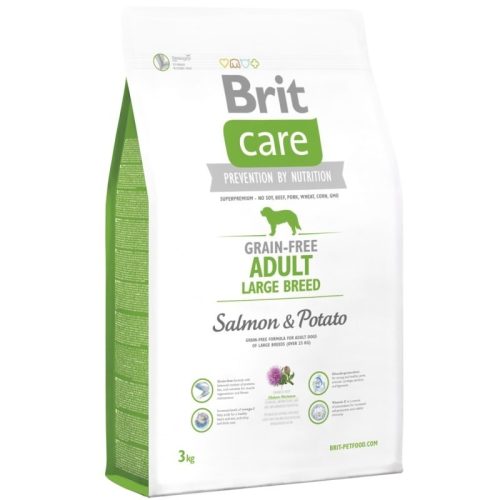 Brit Care Grain-Free Adult Large Breed Salmon & Potato 3kg-hipoallergén, gabonamentes kutyatáp (25kg feletti kutyáknak)