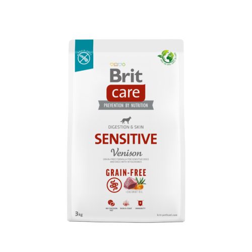 Brit Care Sensitive Venison & Potato 3kg- szarvashúsos hipoallergén, gabonamentes kutyatáp