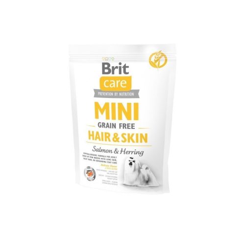 Brit Care Mini Grain-Free Hair & Skin Salmon & Herring 400g-hipoallergén, gabonamentes kutyatáp,érzékeny bőrre, szőrre