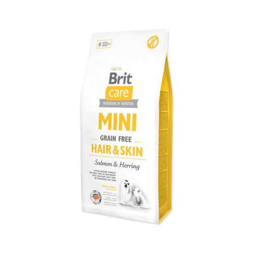 Brit Care Mini Grain-Free Hair & Skin Salmon & Herring 7kg-hipoallergén, gabonamentes kutyatáp,érzékeny bőrre, szőrre