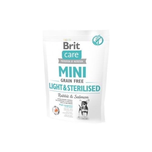 Brit Care Mini Grain-Free Light & Sterilized Rabbit & Salmon 400g - ivartalanított vagy hízásra hajlamos kistestű kutyák számára