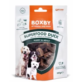 Boxby Superfood Duck jutalomfalat – kacsa, borsó, áfonya