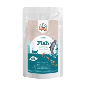   Farkaskonyha HAL, GARNÉLARÁK és ZÖLDKAGYLÓ párolt menü macskáknak 100g