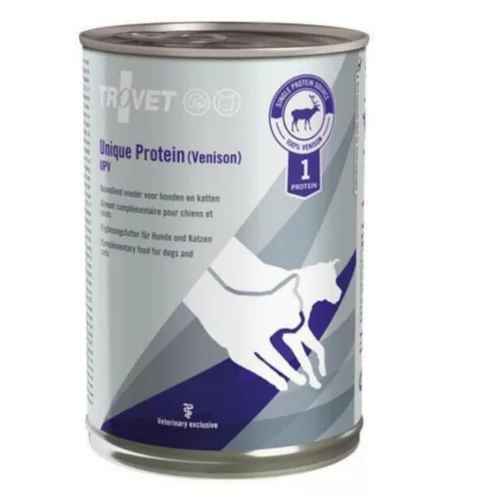 Trovet Unique Protein Venison (UPV) - Egyféle fehérjéből álló konzerv szarvashússal kutyáknak és macskáknak 400g