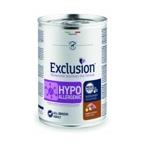 Exclusion Hypoallergenic Rabbit&potato konzerv 400g- hipoallergén, monoprotein nyulas konzerv kutyáknak