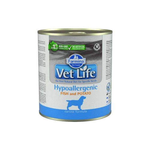 Akciós Vet Life Hypoallergenic Fish&potato dog konzerv 300g (A termék lejárati ideje: 2025.07.31.)