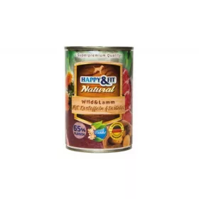   Happy&Fit Natural Dog Konzerv Vadhús&Bárány Burgonyával&Sáfrányolajjal 400g