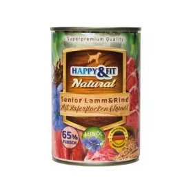   Happy&Fit Natural Dog Konzerv Senior Bárány&Marha Zabliszttel&Lenmagolajjal 800g