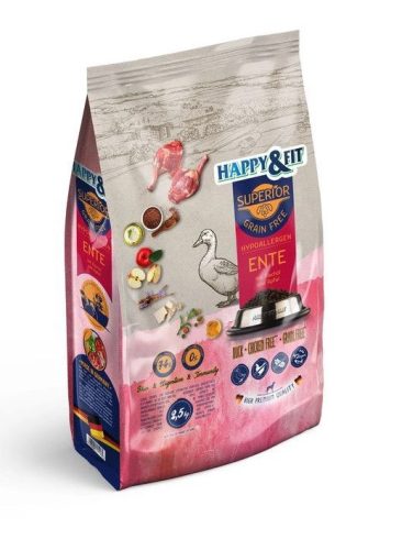 Happy&Fit Superior Hipoallergén kutyatáp - Kacsa, halolajjal és almával 2,5kg