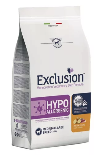 Exclusion Hypoallergenic duck&potato medium/large breed 12kg-hipoallergén, kacsás kutyatáp (10kg feletti kutyáknak)