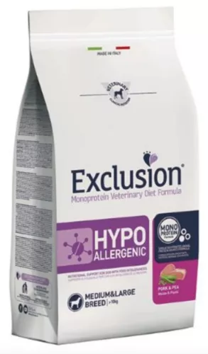 Exclusion Hypoallergenic Pork&pea Medium/large Breed 12kg