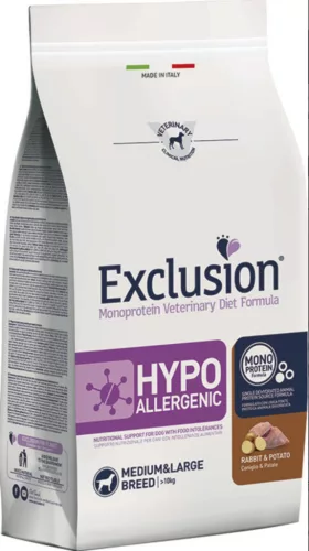Exclusion Hypoallergenic Rabbit&potato Medium/large Breed 12kg