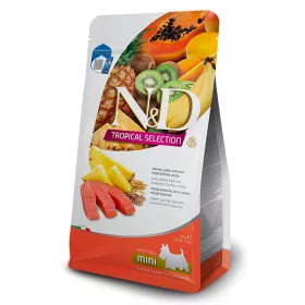   N&D Tropical Selection Dog Salmon Adult Mini 1,5kg - kutya száraztáp lazac, tönkölybúza, zab, trópusi gyümölcsök