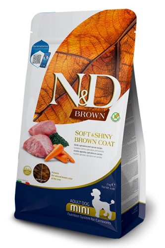 N&D Brown Dog Lamb Adult Mini 2kg - kutya száraztáp bárány, spirulina, sárgarépa
