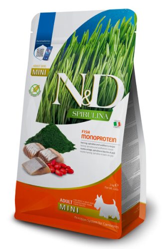 N&D Spirulina Dog Herring Adult Mini 2kg - kutya száraztáp hering, sirulina, goji-bogyó