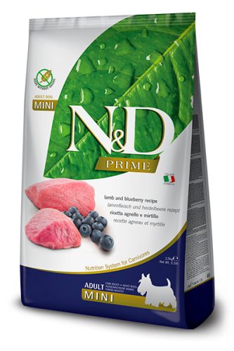 N&D Prime Dog Lamb Adult Mini 7kg - kutya száraztáp bárány, áfonya