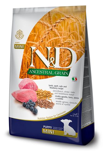 N&D Ancestral Grain Dog Lamb Puppy Mini 7kg - kölyök kutya száraztáp bárány, tönköly, zab, áfonya