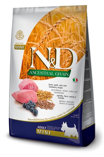 N&D Ancestral Grain Dog Lamb Adult Mini 7kg - kutya száraztáp bárány, tönköly, zab, áfonya