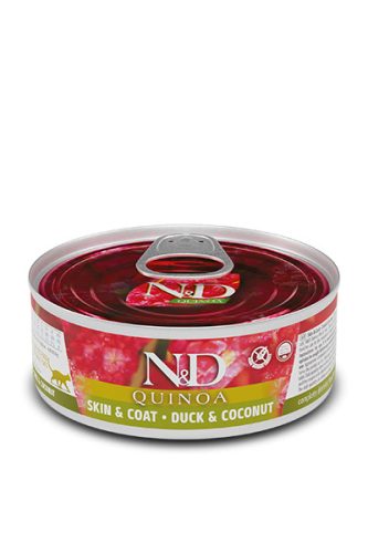 N&D Quinoa Cat Skin & Coat Duck Coconut 80g - macska konzerv kacsa, kókusz