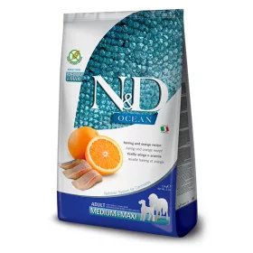   N&D Ocean Dog Herring Adult Medium/Maxi 12kg - kutya száraztáp hering, narancs