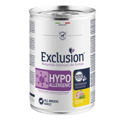 Exclusion Hypoallergenic Quail&pea konzerv 400g- hipoallergén, monoprotein fürj konzerv kutyáknak